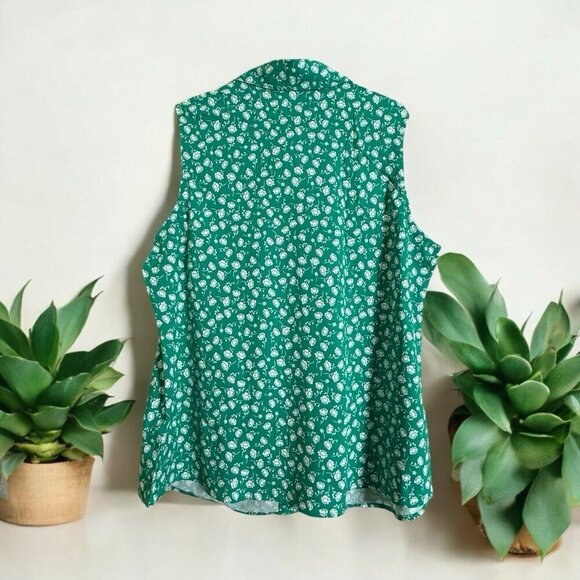 LuLaRoe Roxanne Green Floral Tank Top Sleeveless 2XL - Picture 3 of 9